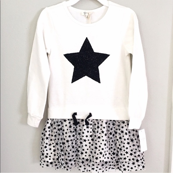 Jessica Simpson White Sweater Dress with Black Star Design - Picture 1 of 5